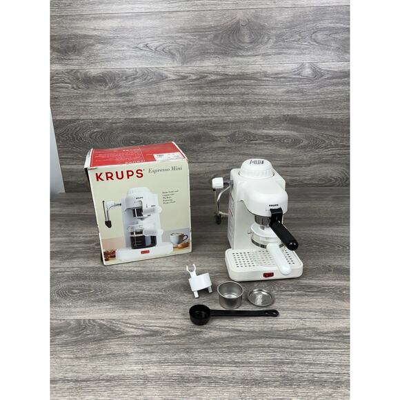 Krups Espresso Mini 963 White 4 Cup Cappuccino Latte Froth Maker With Box - Picture 1 of 9